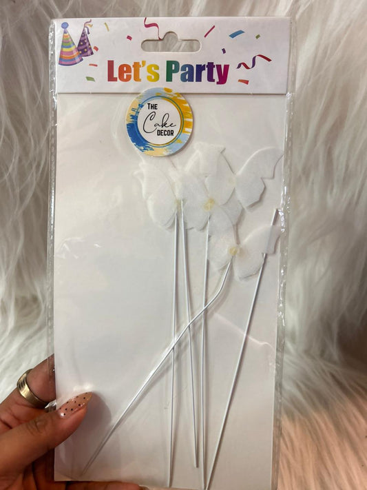 Butterfly Cake Toppers on Wire Picks - Gold Edge Laser Cut, Set of Picks