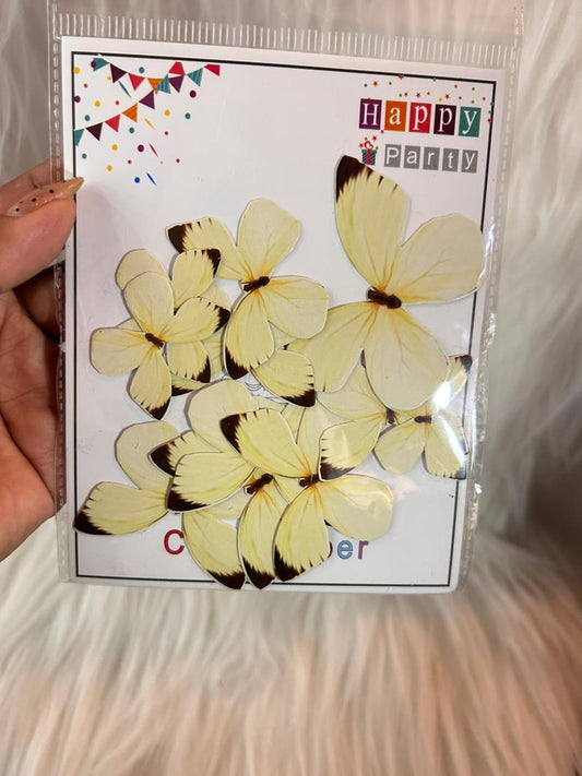 Paper Butterflies for Cake, Hamper and Party Decoration - Ivory & Pastel Family
