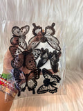 Black Translucent PVC Butterflies - Detailed Wing Print, Large Statement Cake Decoration