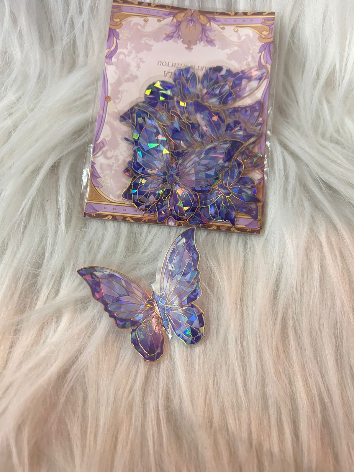 Holographic Crystal PVC Butterflies with Gold Outline - Prism Wing Cake and Craft Decoration