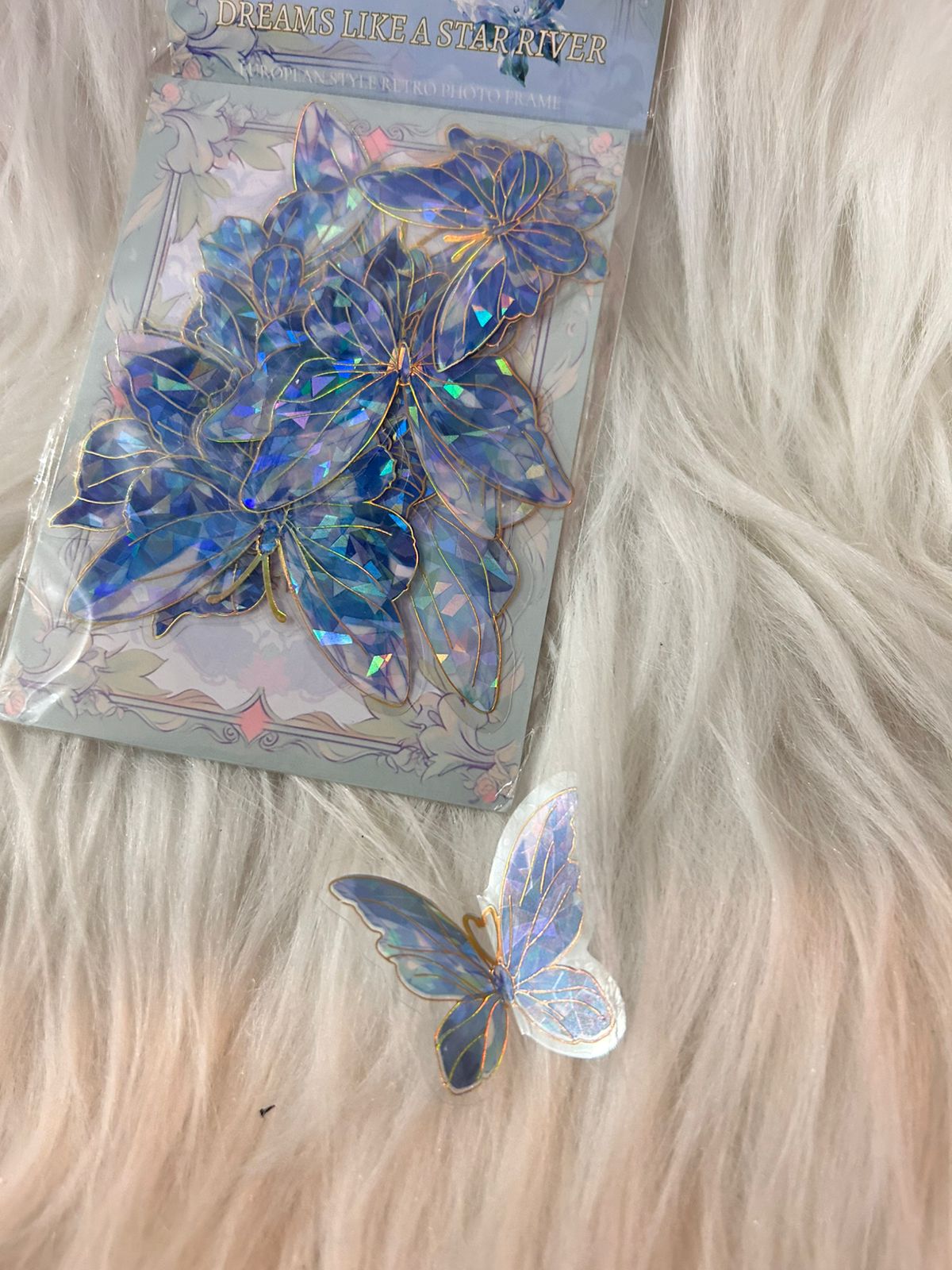 Holographic Crystal PVC Butterflies with Gold Outline - Prism Wing Cake and Craft Decoration
