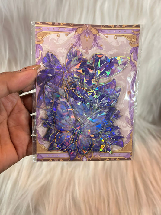 Holographic Crystal PVC Butterflies with Gold Outline - Prism Wing Cake and Craft Decoration