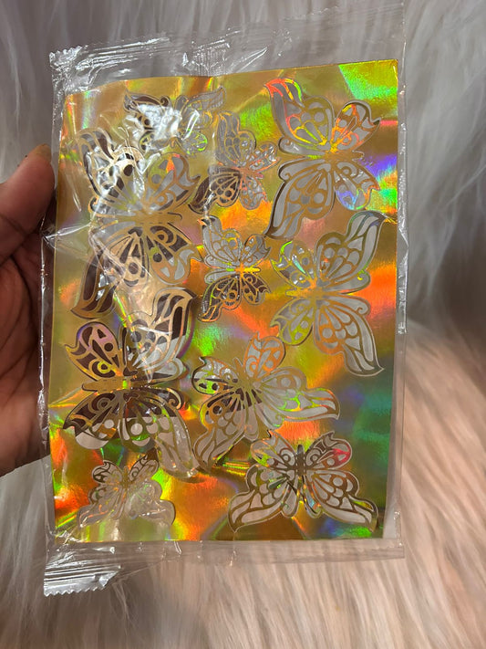 Laser Cut Chrome Paper Butterflies - Mirror Foil Filigree Cake and Hamper Decoration