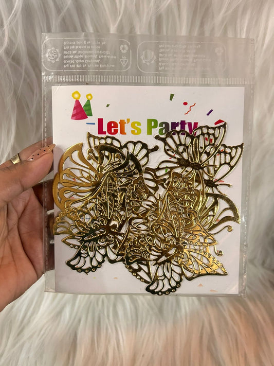Laser Cut Chrome Paper Butterflies - Mirror Foil Filigree Cake and Hamper Decoration