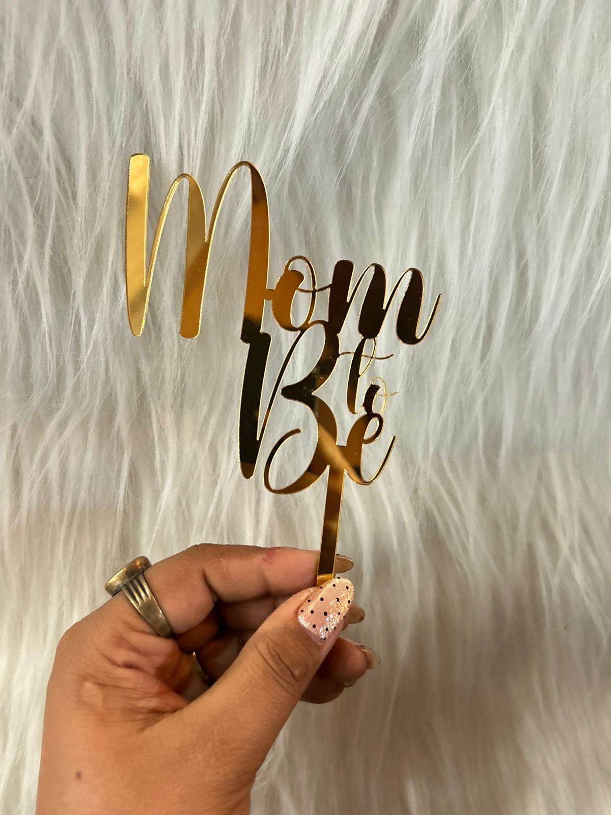Mom To Be Cake Topper - Gold Acrylic