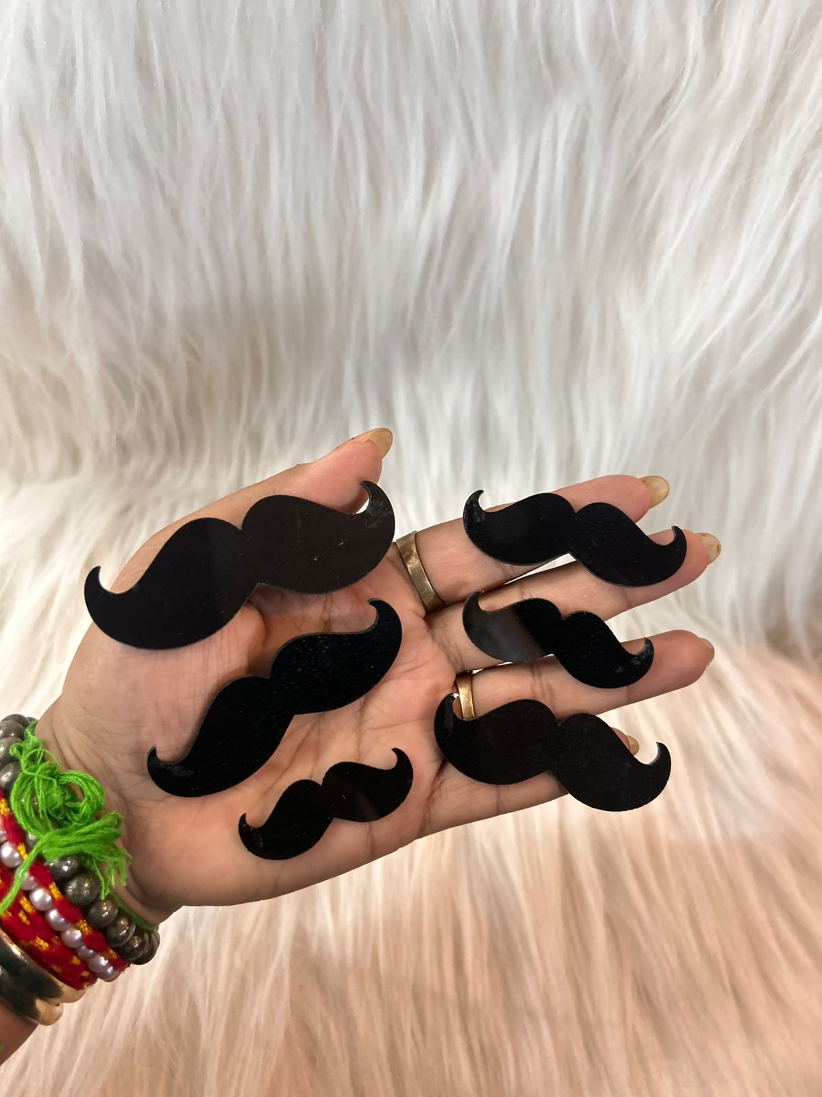 Black Moustache Cut-Out Cake Toppers - Pack of 5