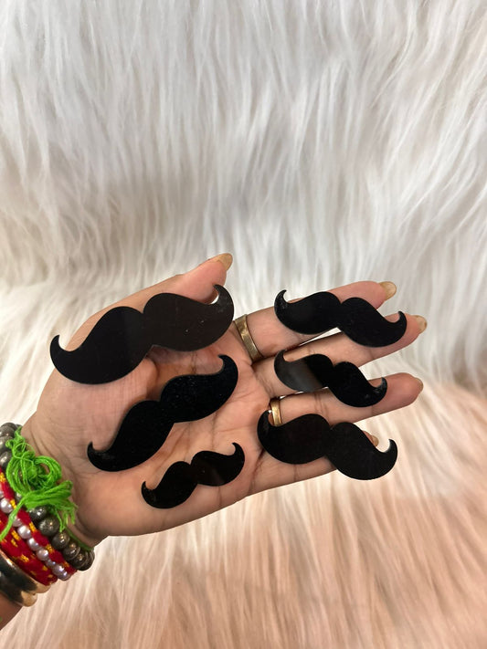 Black Moustache Cut-Out Cake Toppers - Pack of 5