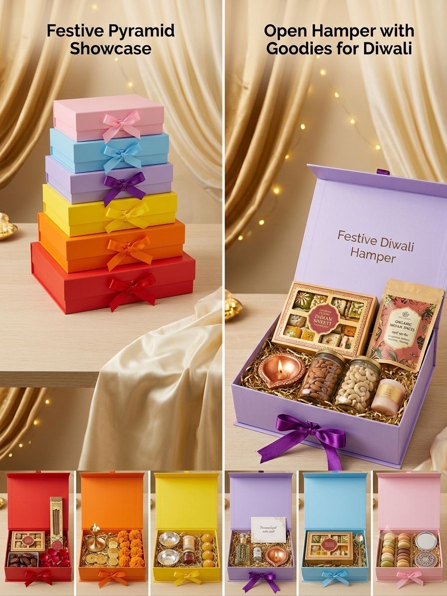 Premium Foldable Magnetic Ribbon Gift Boxes – Festive Edition
