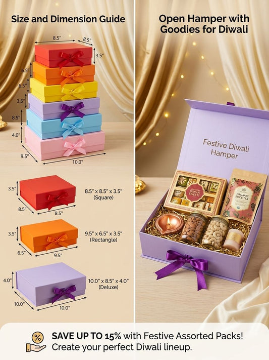 Premium Foldable Magnetic Ribbon Gift Boxes – Festive Edition