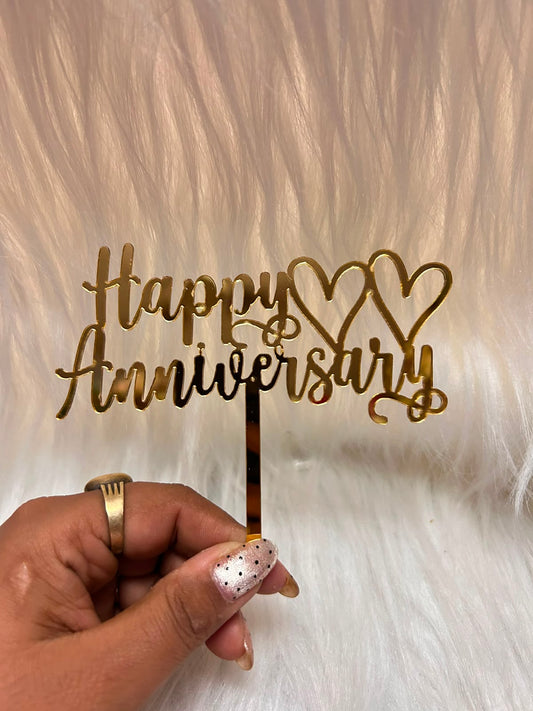 Happy Birthday / Anniversary Acrylic Cake Topper – 5 inch