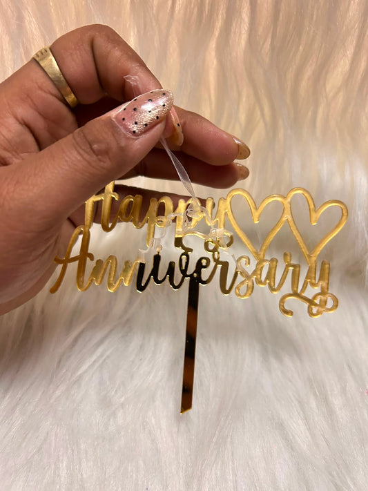 Happy Birthday / Anniversary Acrylic Cake Topper – 5 inch