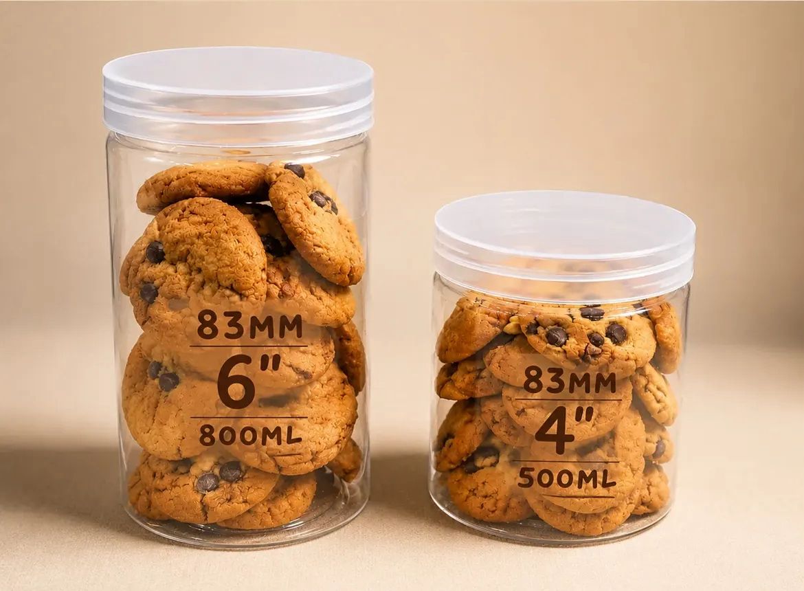 Transparent PET Cookie & Namkeen Storage Jar with Airtight Screw Lid