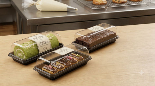 Long Loaf Packing Box - Black Base with Clear Dome Lid