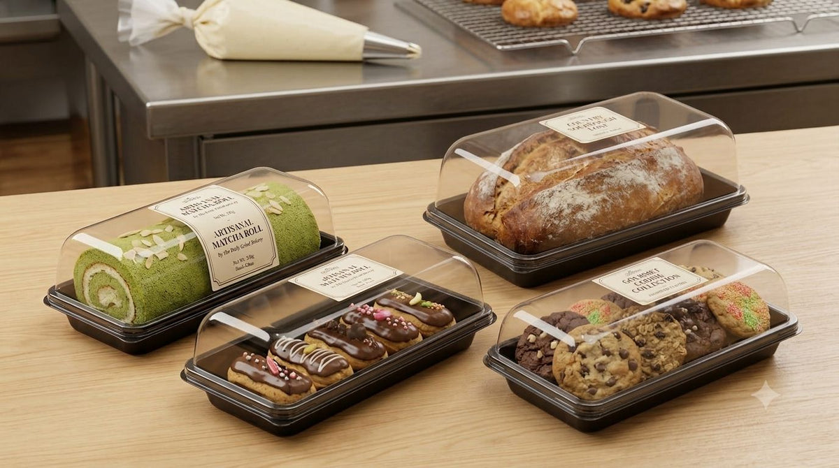 Long Loaf Packing Box - Black Base with Clear Dome Lid