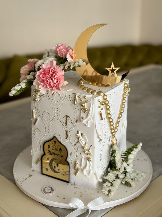 Gold Mirror Acrylic Crescent Moon Cutout Cake Topper - 4 inch