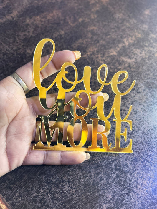 Gold Mirror Acrylic Love Theme Cake Toppers - Assorted Designs