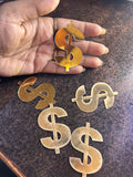 Gold Mirror Acrylic Dollar Sign Cutout Cake Topper - Set of 5
