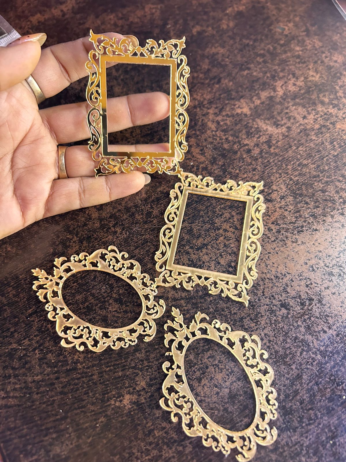 Gold Acrylic Baroque Frame Cake Topper - Pack of 4