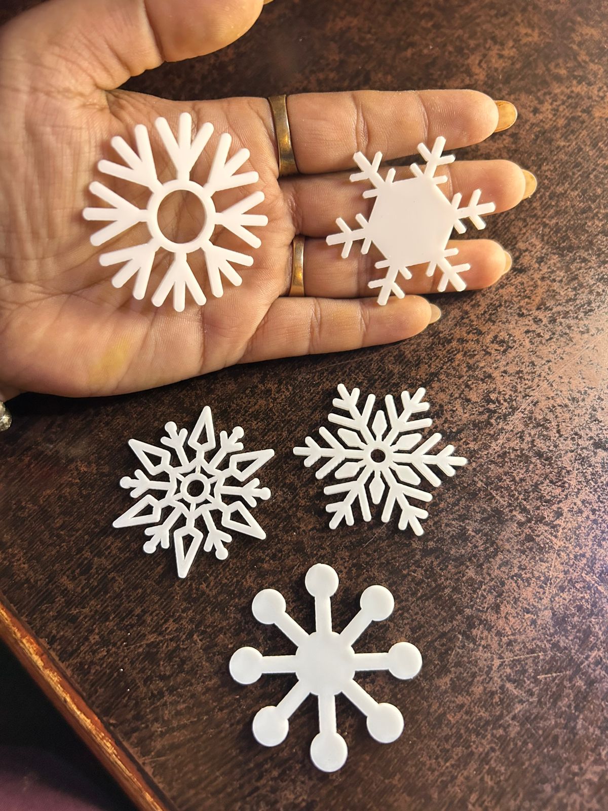 White Acrylic Snowflake Cake Topper - Pack of 5 Assorted Designs