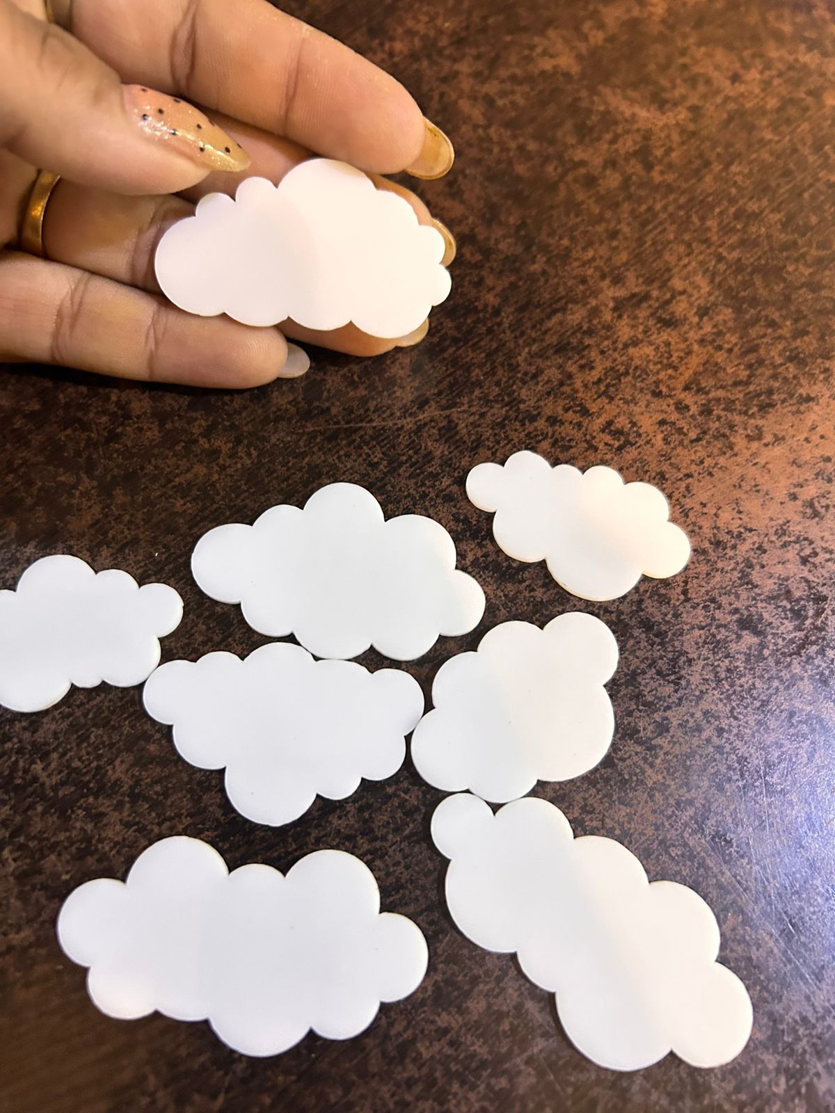 White Acrylic Cloud Cutout Cake Topper - Combo Pack, Mixed Sizes