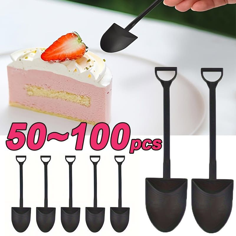 Mini Shovel Dessert Spoons - PP Plastic (Pack of 50)