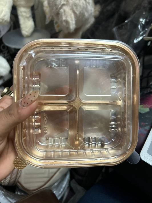 Premium 4-Compartment Dessert & Gifting Box with Transparent Lid - 6 x 6 inch