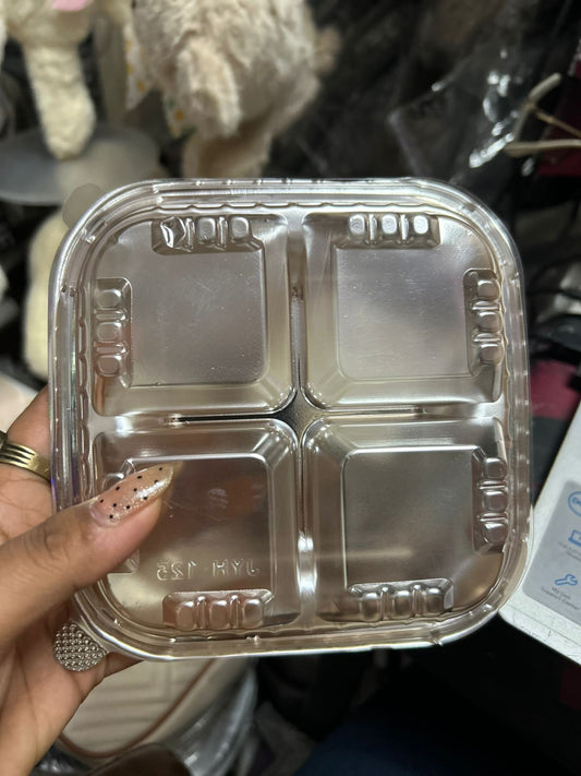 Premium 4-Compartment Dessert & Gifting Box with Transparent Lid - 6 x 6 inch