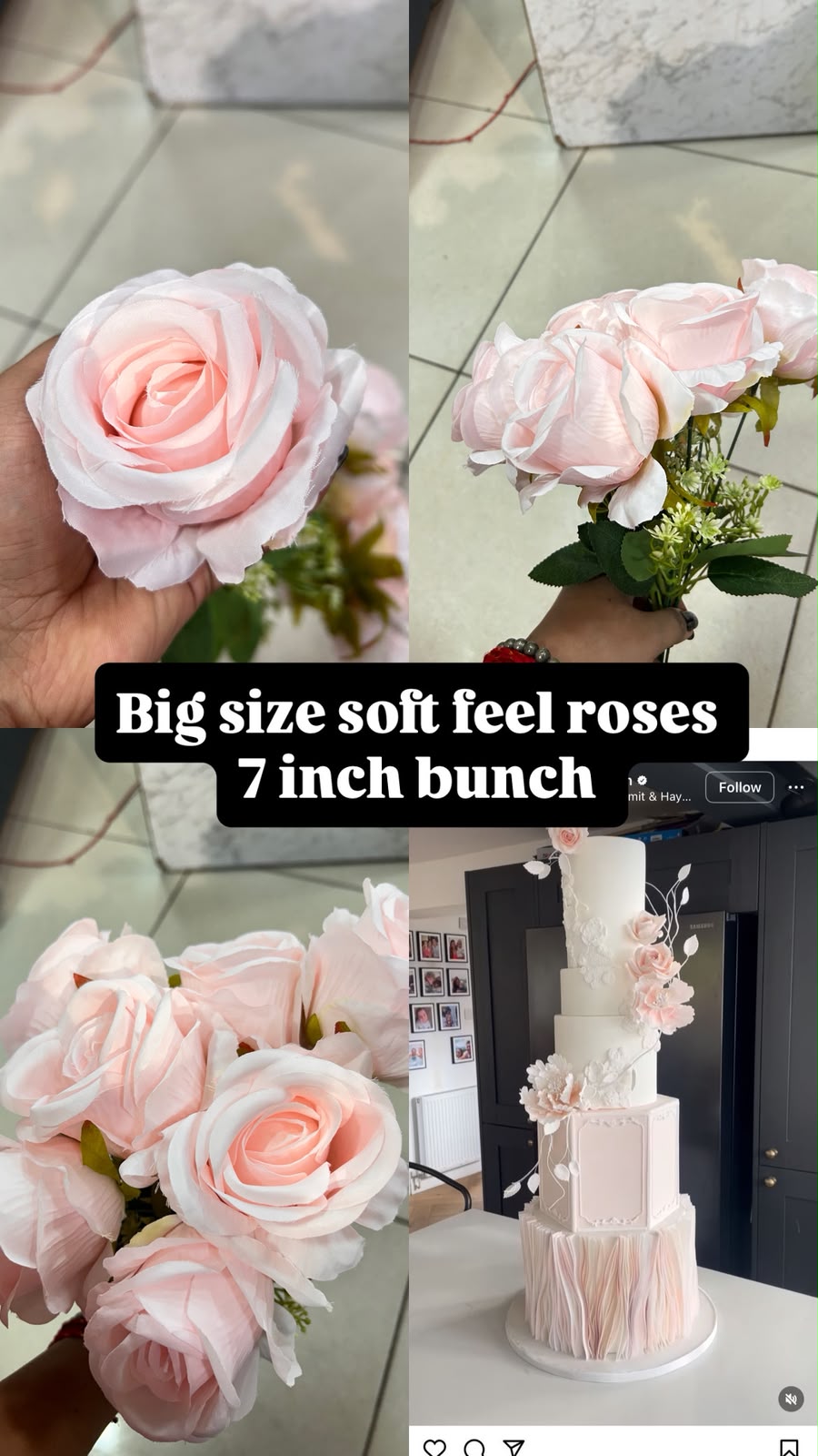 Real Touch Big Rose Bunch - 7 Roses, 8 to 10 cm