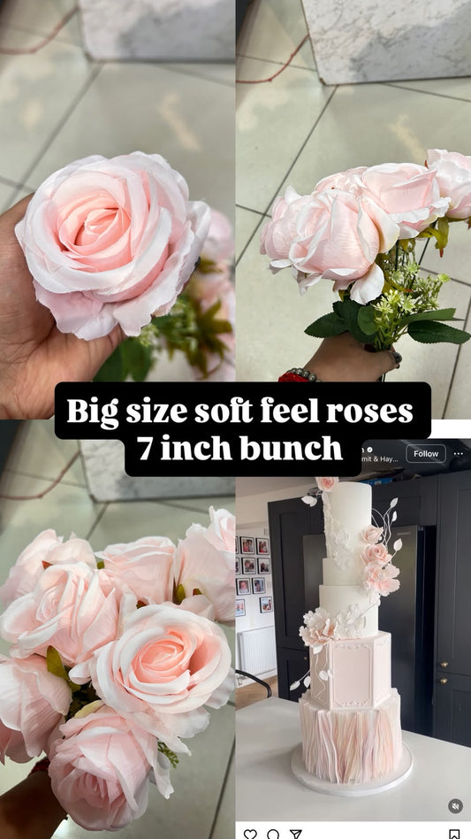 Real Touch Big Rose Bunch - 7 Roses, 8 to 10 cm