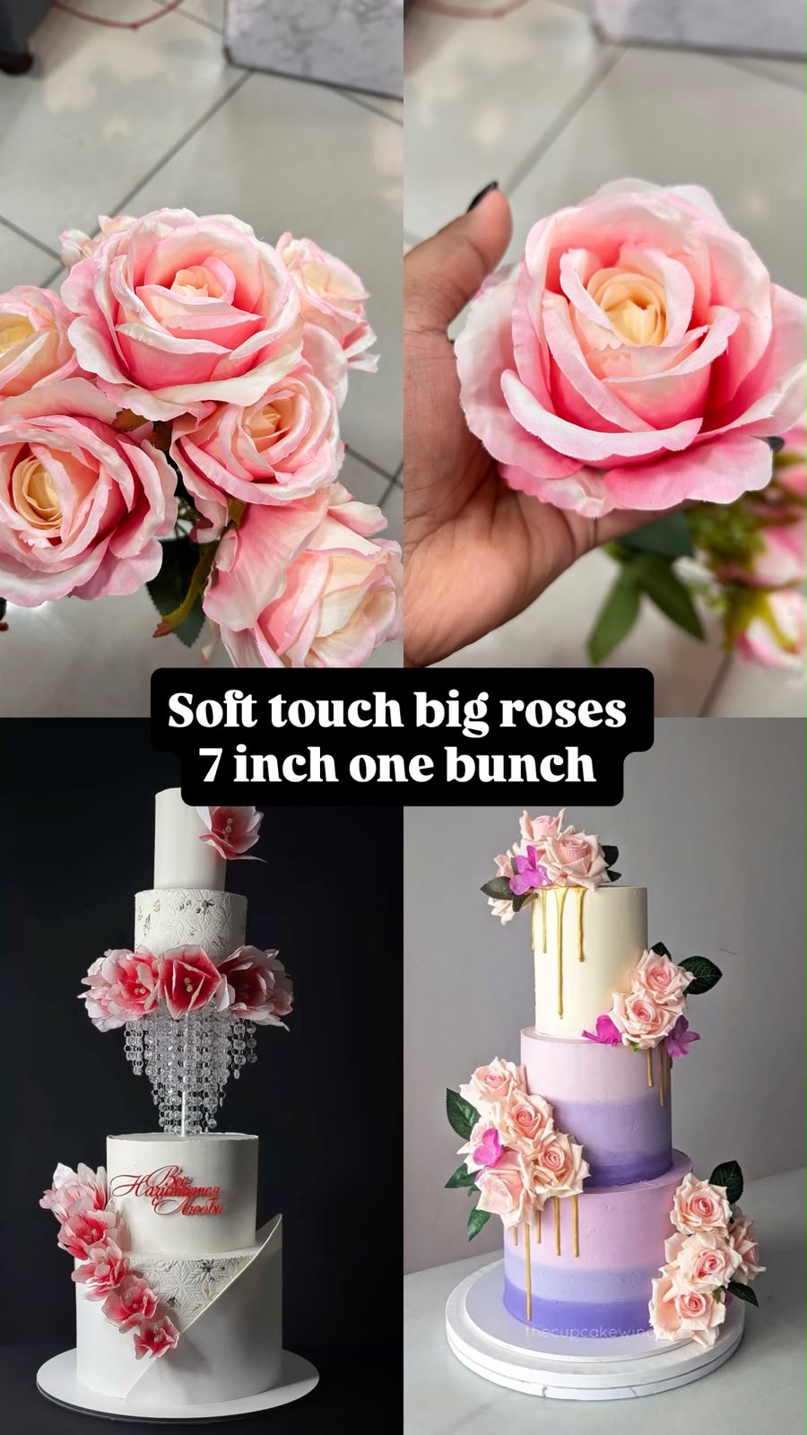 Real Touch Big Rose Bunch - 7 Roses, 8 to 10 cm