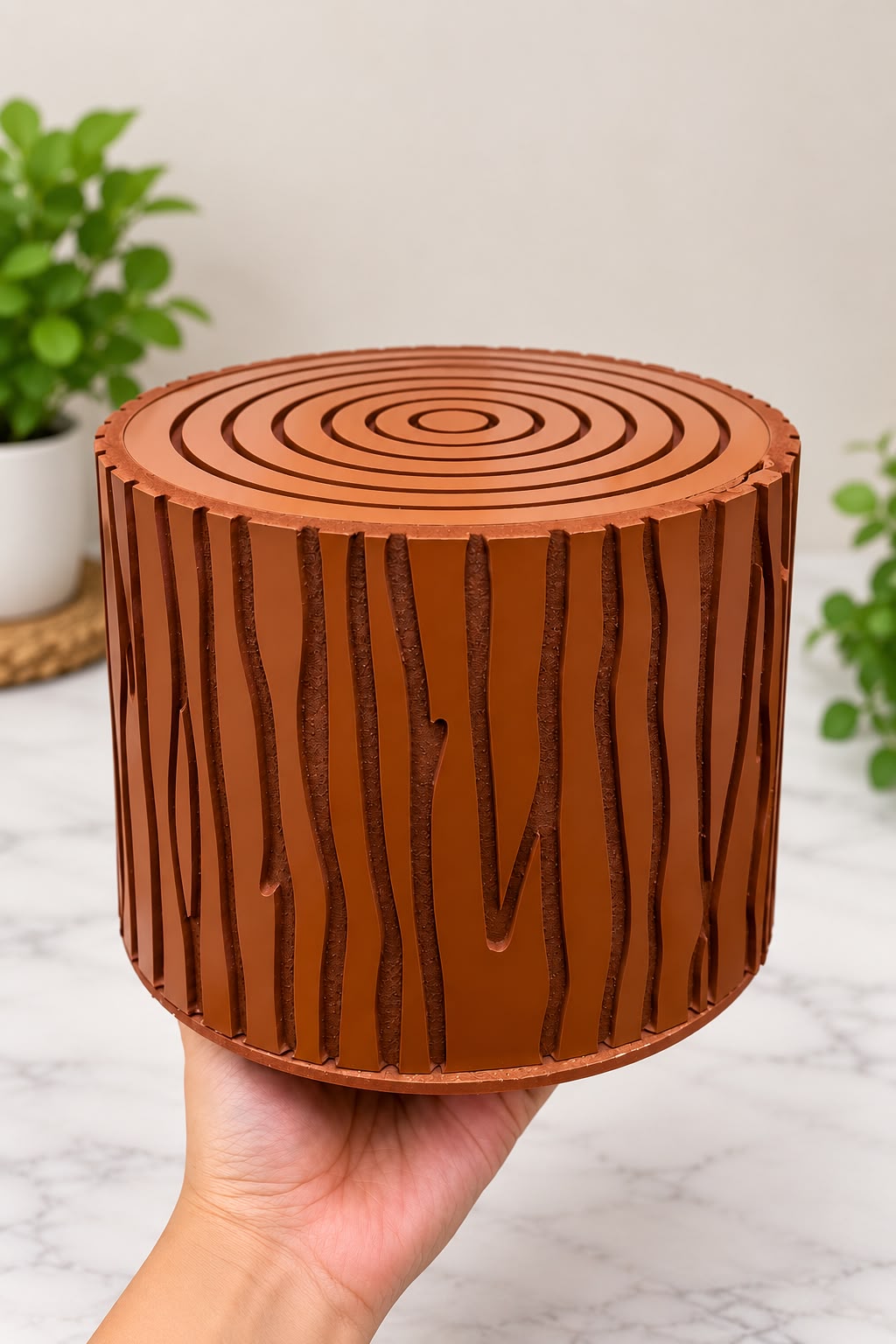 Tree Trunk Cake Spacer - Wooden Log Design, 8 x 8 x 8 inch