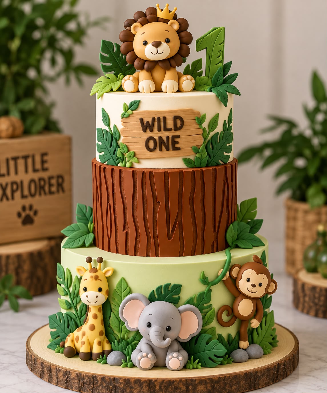 Tree Trunk Cake Spacer - Wooden Log Design, 8 x 8 x 8 inch