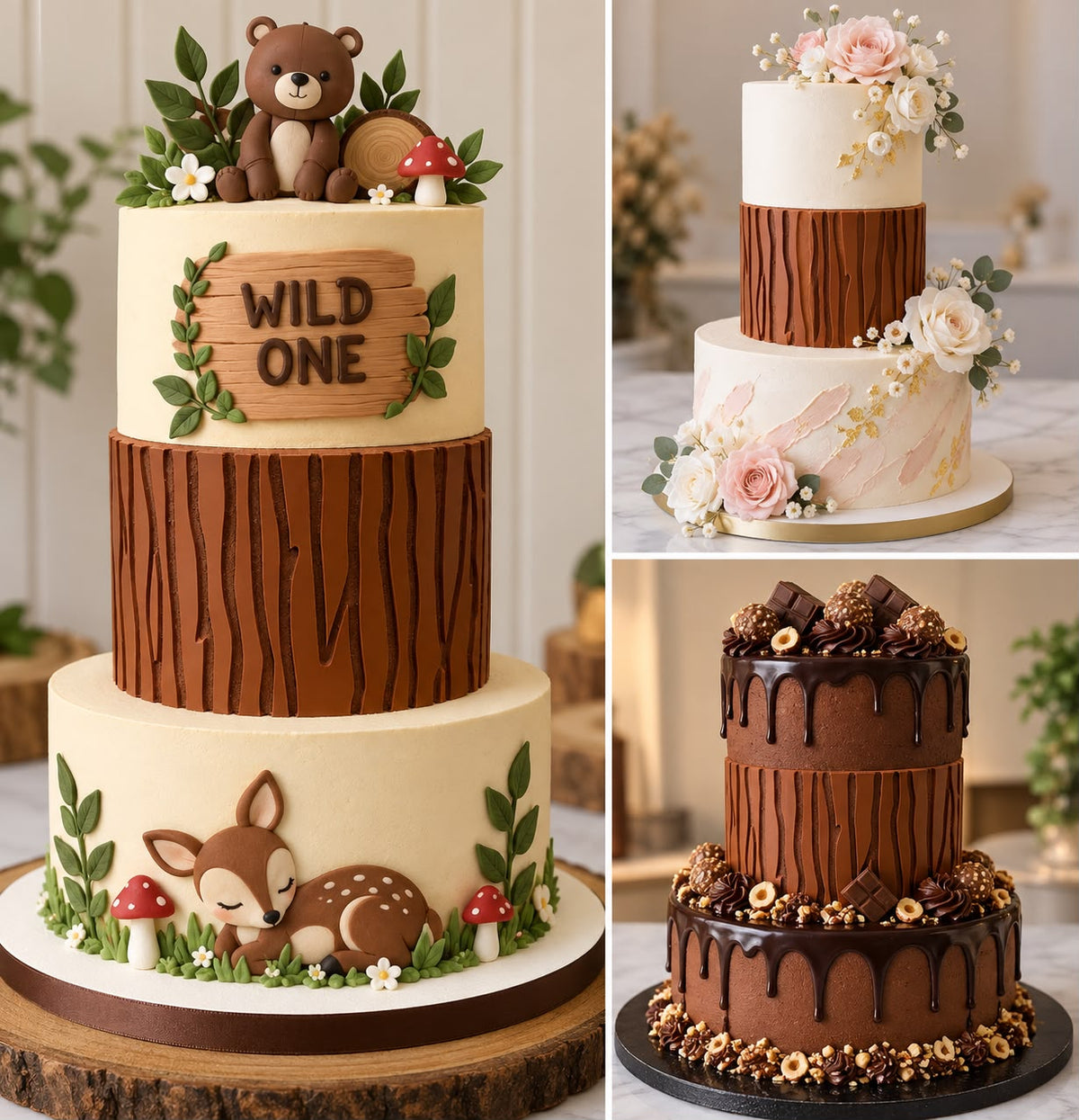 Tree Trunk Cake Spacer - Wooden Log Design, 8 x 8 x 8 inch