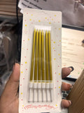Sleek Pencil Gold Birthday Candles - Set of 6