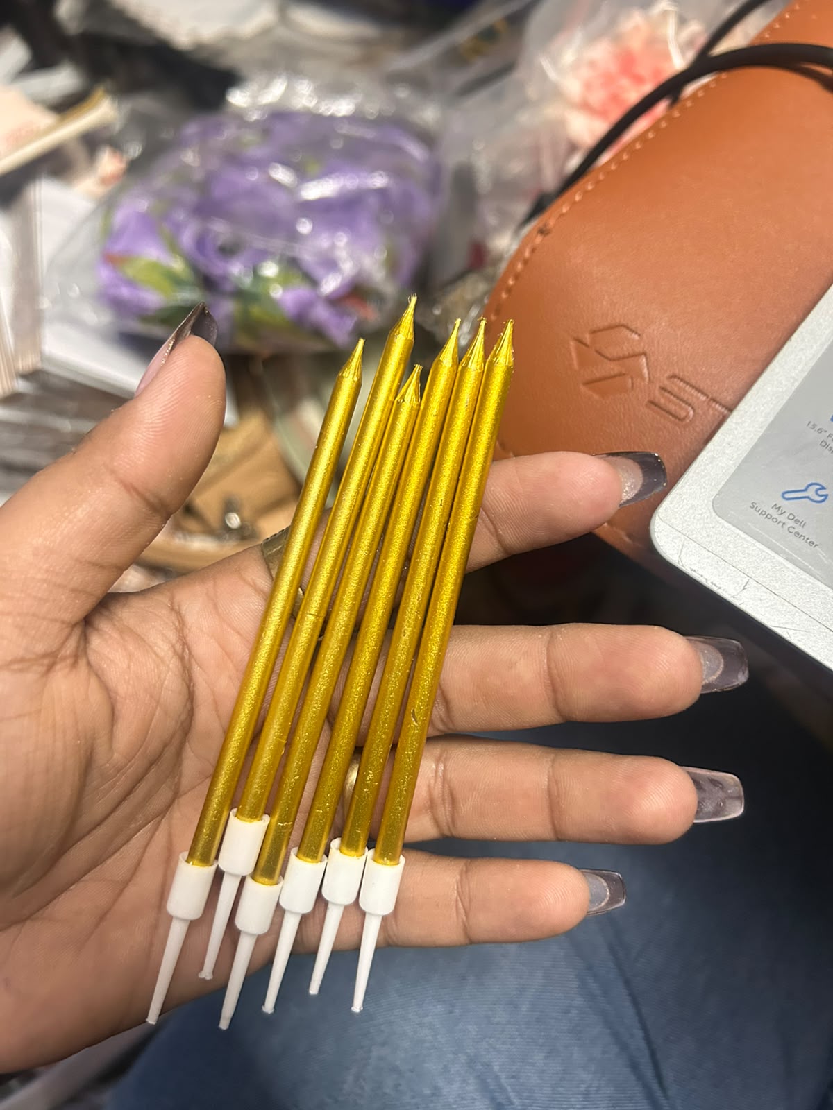 Sleek Pencil Gold Birthday Candles - Set of 6