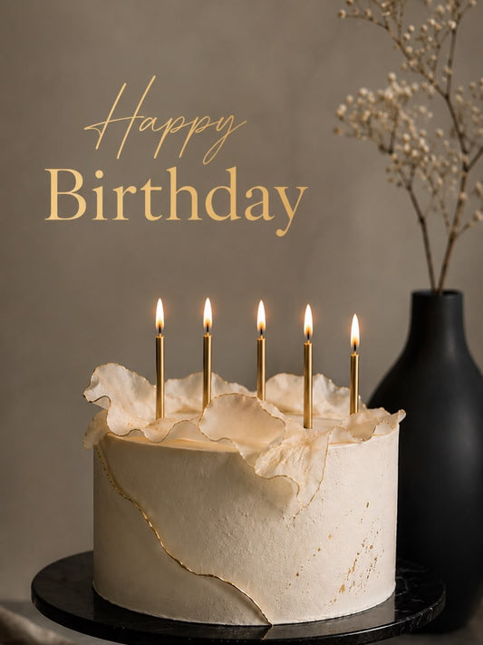 Sleek Pencil Gold Birthday Candles - Set of 6