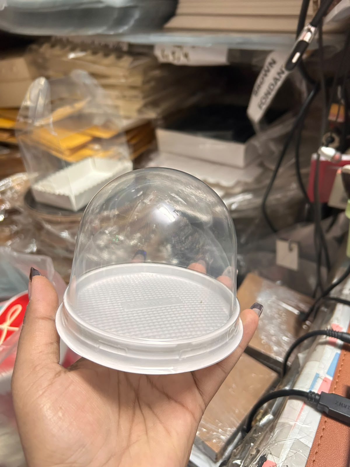 Clear PVC Dome Container with White Base - 3.5 x 3.5 inch