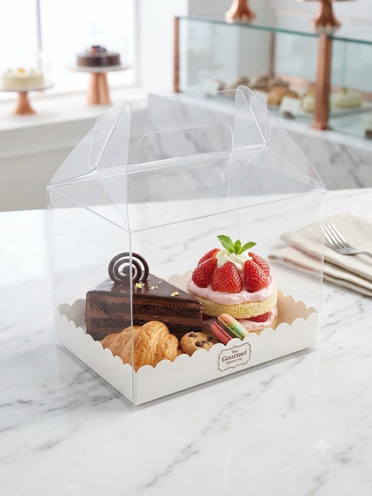 Imported Clear PVC Gable Handle Box with Base - 5 x 5 x 3 inch (Pack of 10)
