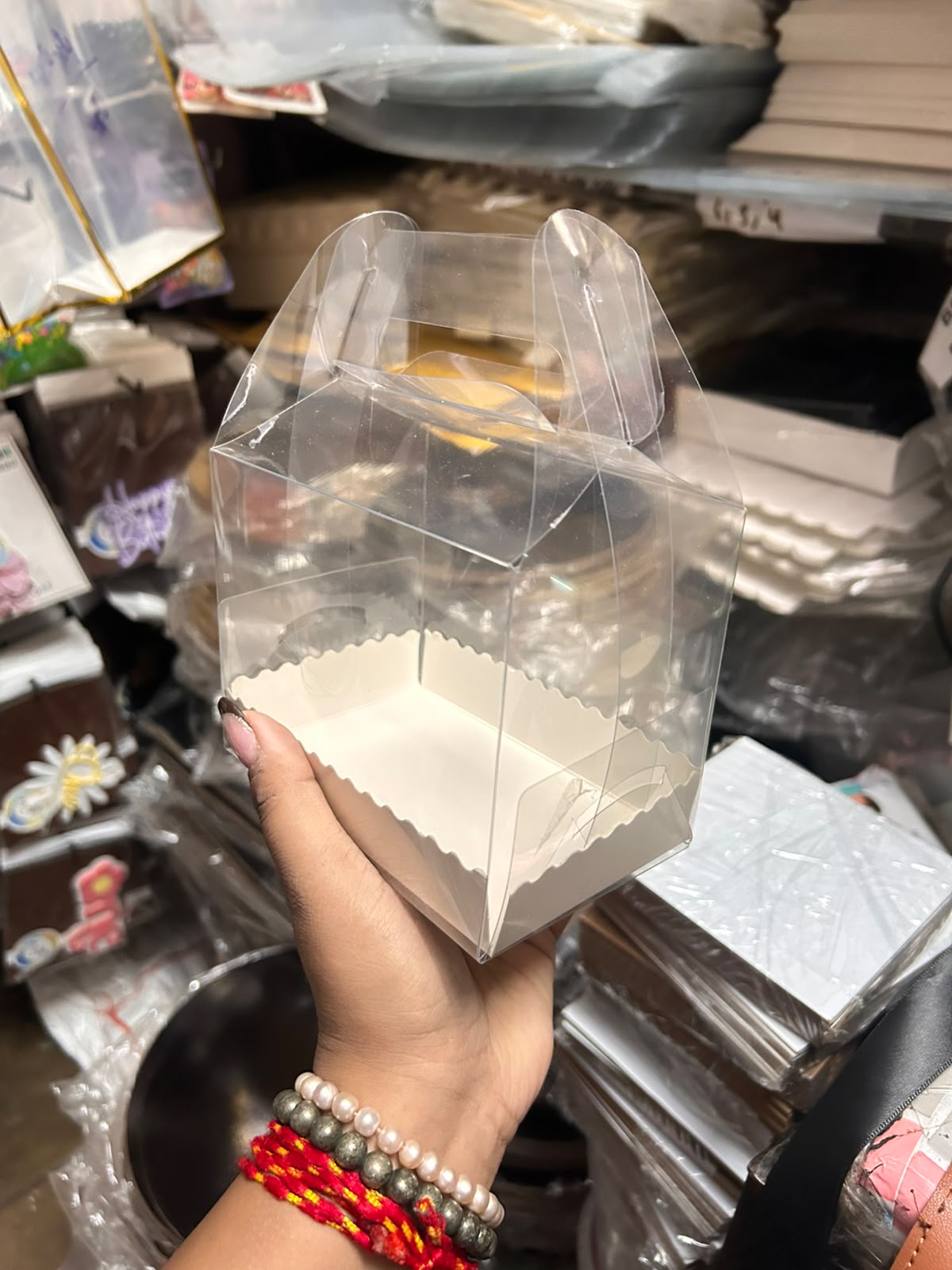 Imported Clear PVC Gable Handle Box with Base - 5 x 5 x 3 inch (Pack of 10)