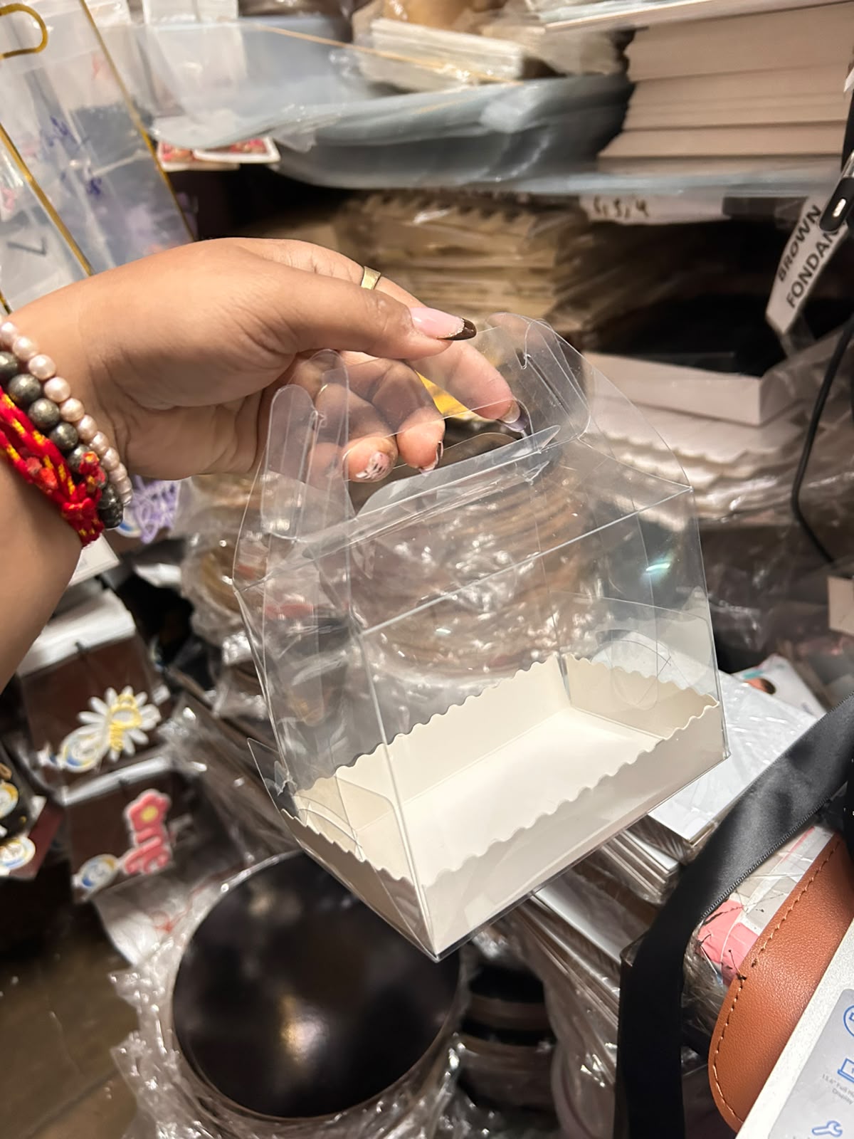 Imported Clear PVC Gable Handle Box with Base - 5 x 5 x 3 inch (Pack of 10)