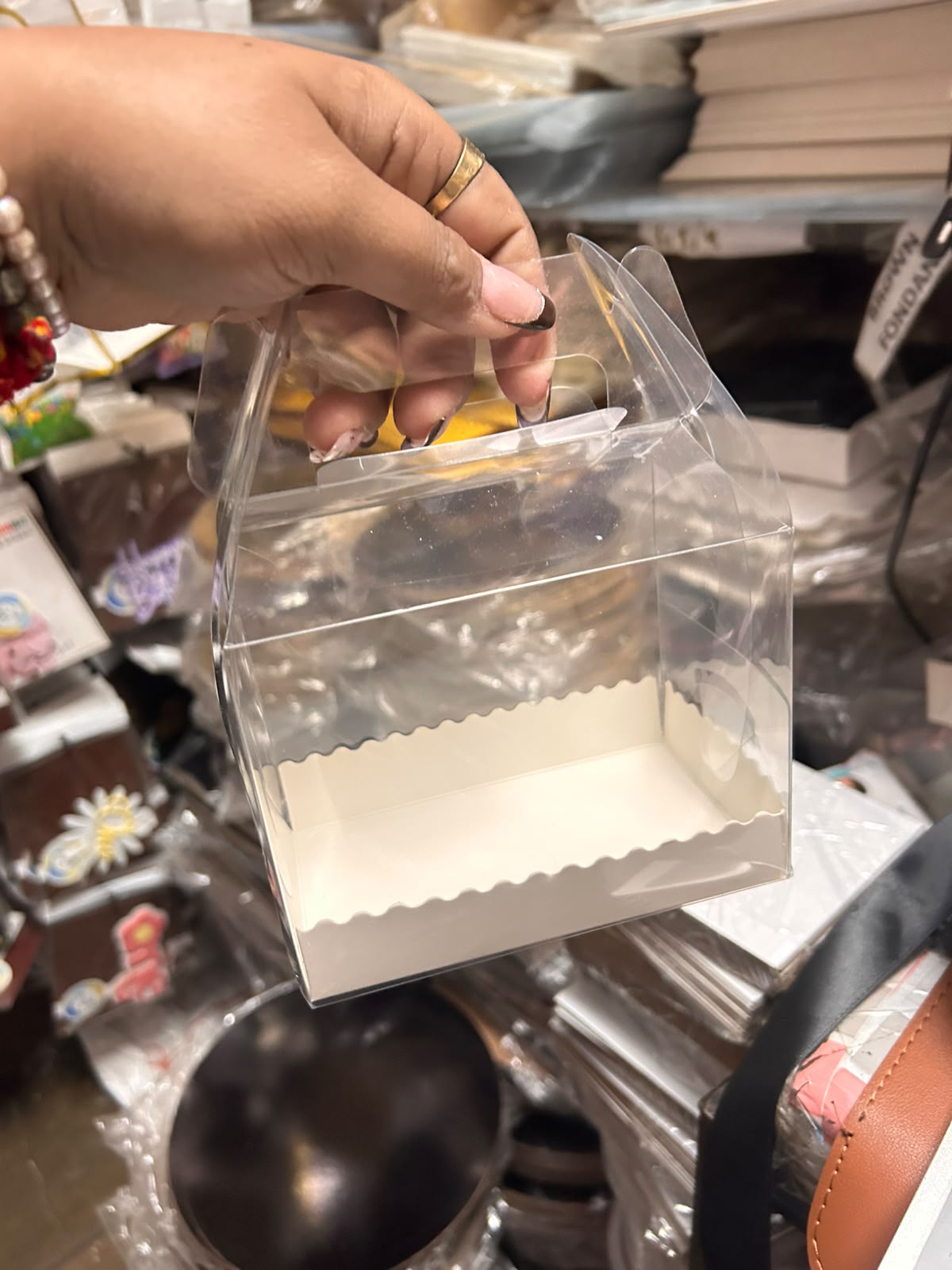 Imported Clear PVC Gable Handle Box with Base - 5 x 5 x 3 inch (Pack of 10)