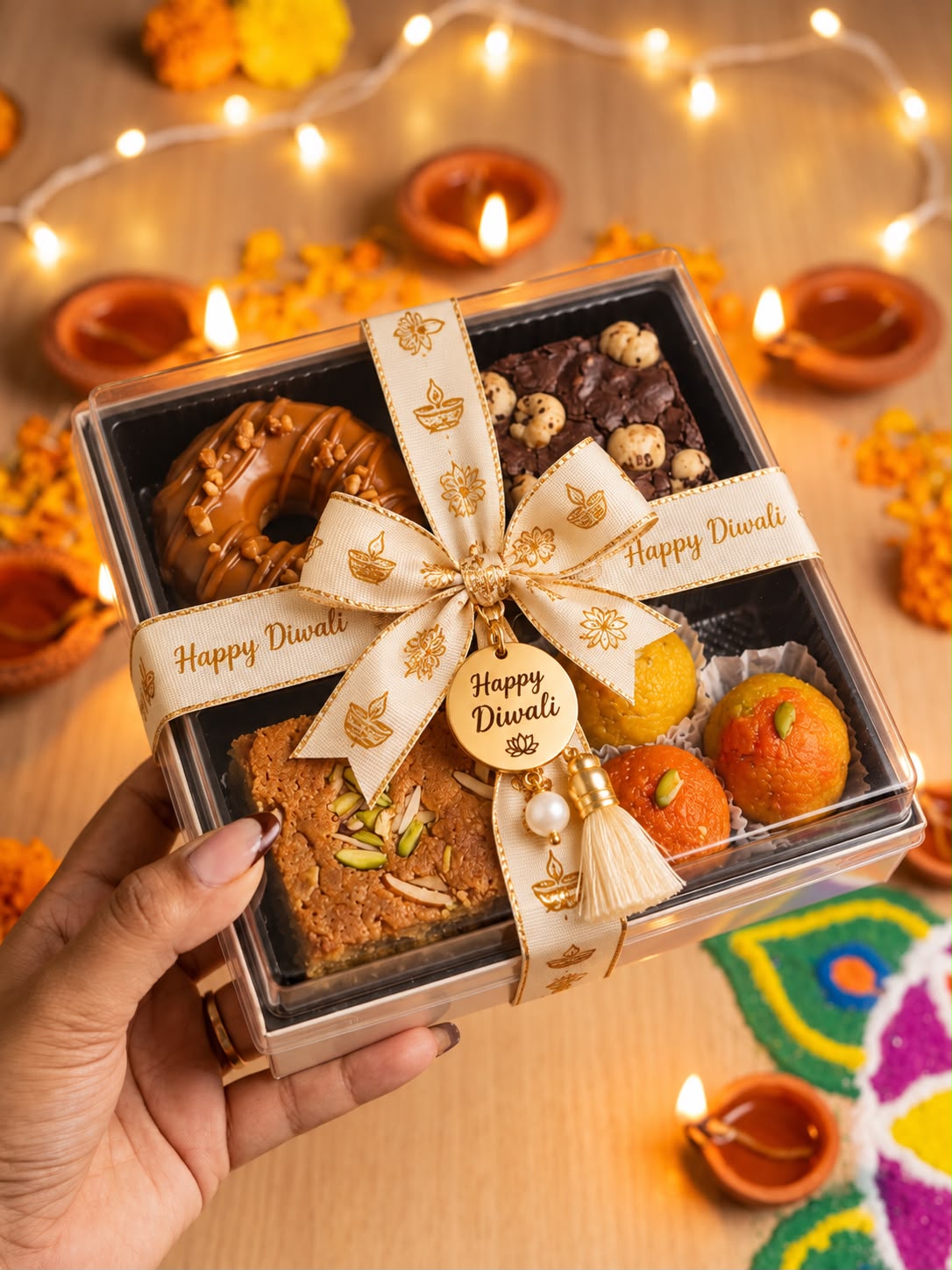 4 Cavity Hamper Box with Clear Lid and Black Insert - 7 x 7 inch (Pack of 10)