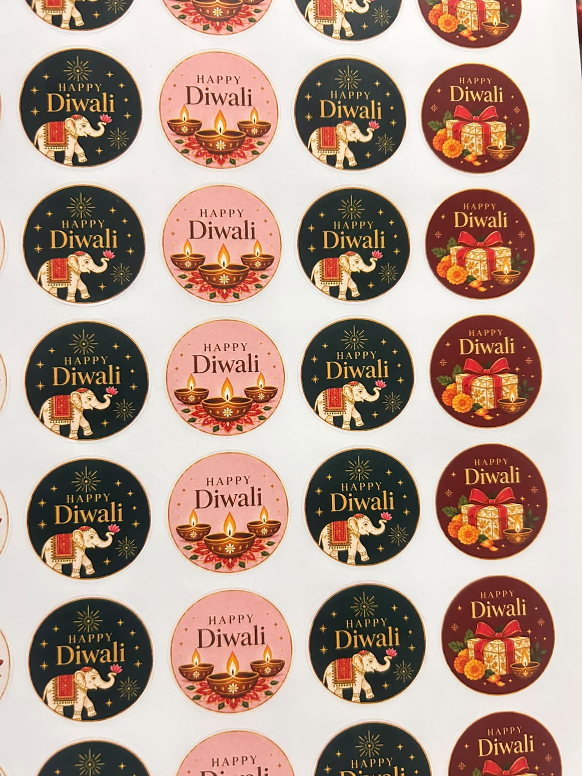 Happy Diwali Small Round Sticker Sheet - 75 Stickers (1.5 inch)