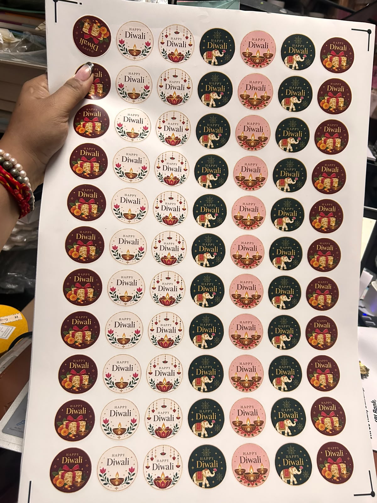 Happy Diwali Small Round Sticker Sheet - 75 Stickers (1.5 inch)