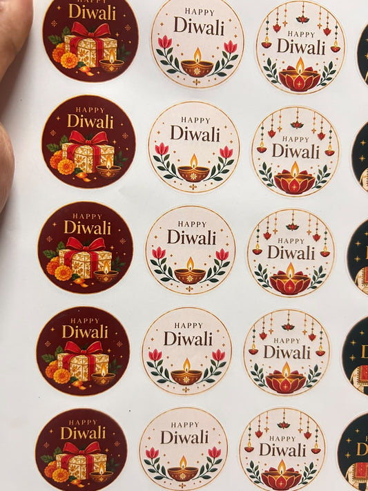 Happy Diwali Small Round Sticker Sheet - 75 Stickers (1.5 inch)