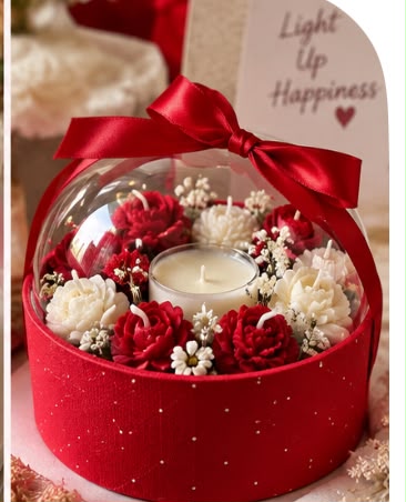 Acrylic Dome Hamper Box with Satin Ribbon - Velvet and Stone Finish, 5.5 x 5.5 inch