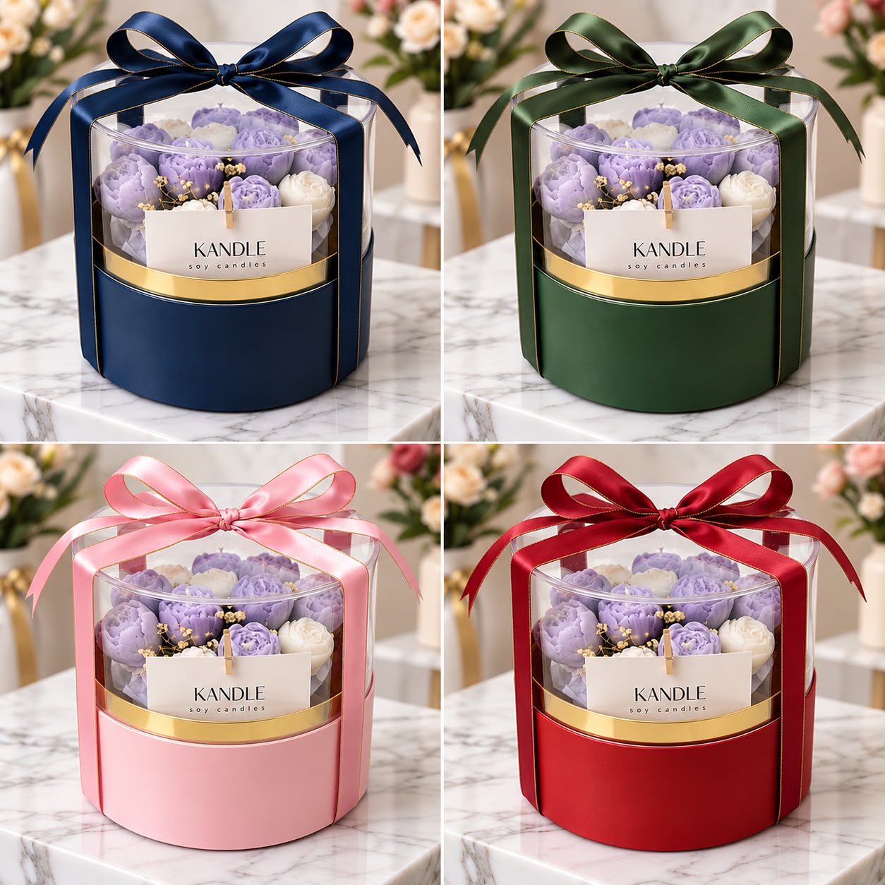 Flat Round Acrylic Hamper Box with Gold Rim - 5 x 5 inch