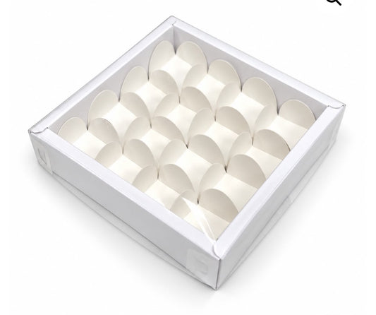 16 Cavity Chocolate Box - 6 x 6 x 1.5 inch White (Pack of 10)