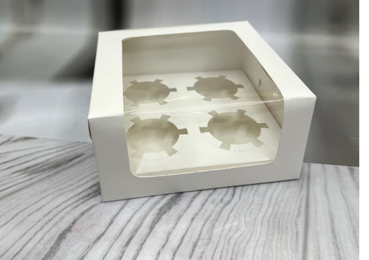 4 Cupcake & Brownie Box with Wrap-Around Window - 7 x 7 x 3.5 inch (Pack of 10)