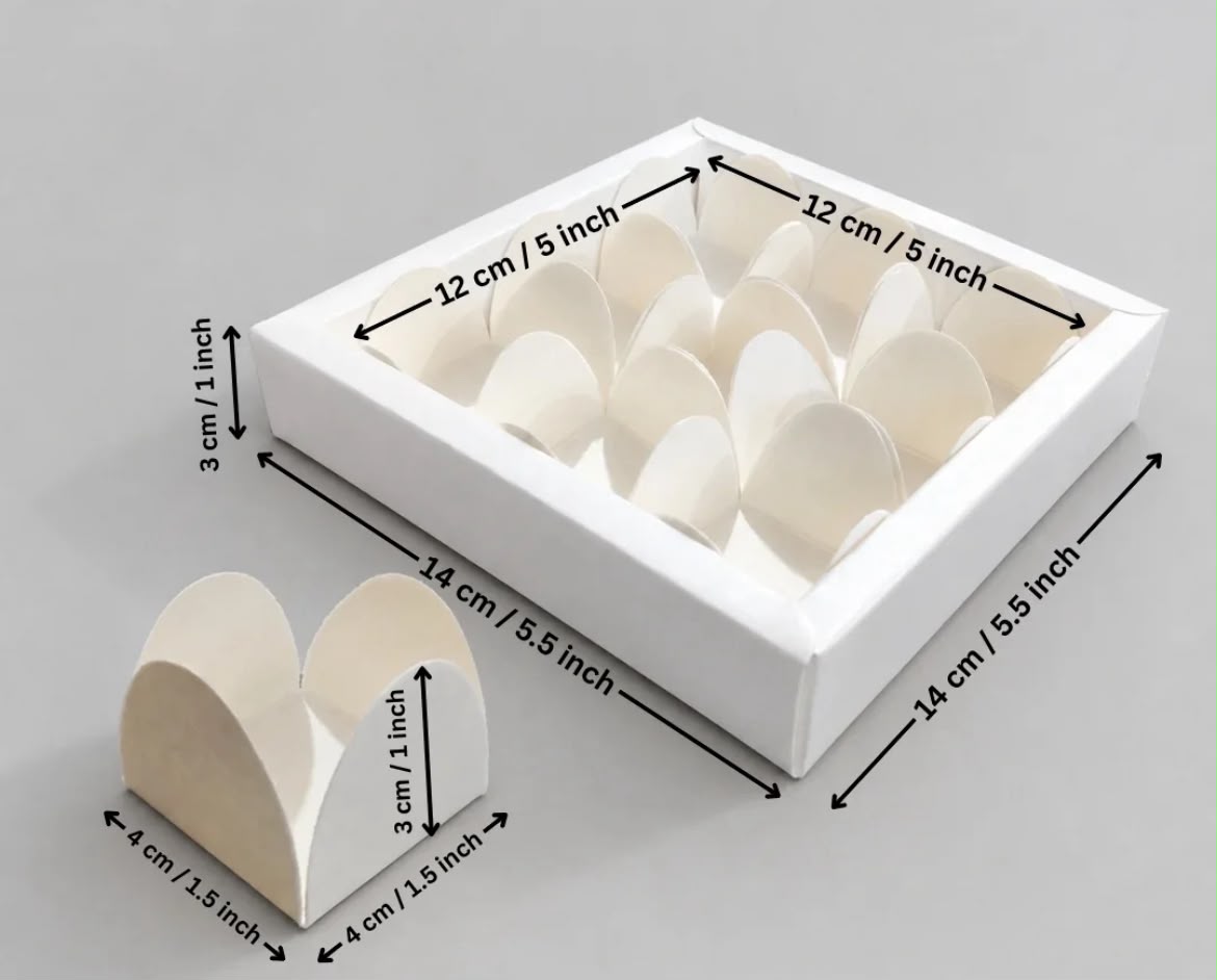Premium 9 Compartment Chocolate Box - 5 x 5 x 1.5 inch White (Pack of 10)